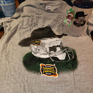 NEW Vintage 2004 Super Bowl XXXVIII Houston Gildan Shirt Size Large & Beer Mug